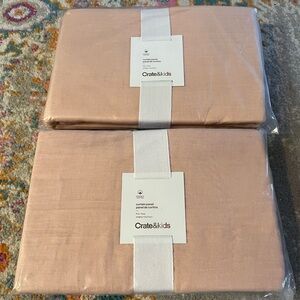 Crate & Barrel 44”x84" Pink Organic Cotton Curtain Panel (set of 2)